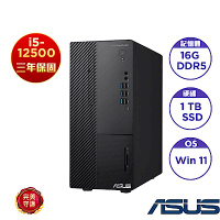 ASUS 華碩 H-D800MDR 桌上型電腦(i5-12500/16GB/1TB SSD/SC/Non WIFI/300W/Win11 Home)