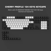 124 Keys White Black Cherry Profile Backlit PBT Keycaps RGB Key Caps for Cherry Gateron MX Switches Gamer Mechanical Keyboard