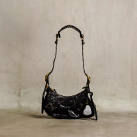 BALENCIAGA Tas BALENCIAGA CAGOLE CROCO GHW BLACK SHOULDER BAG XS 100% ORIGINAL