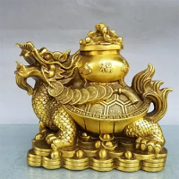 China brass seiko treasure bowl dragon turtle crafts statue