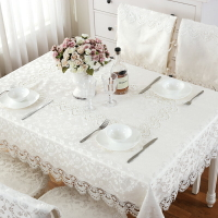 【清倉】唯米5152歐式蕾絲餐桌布布藝白色臺布椅墊桌椅套