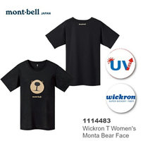 【速捷戶外】日本 mont-bell 1114483 WICKRON 女性短袖排汗T恤(熊臉黑),排汗衣,透氣,排汗,montbell