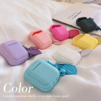 Solid Color Minimalist Case for Apple Airpods Pro 2 Case 3 Love Lanyard for Airpods Pro Silicone Keychain Headphone Case