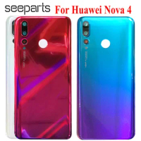For Huawei Nova 4 Back Cover Glass Rear Battery Cover Door Housing Case Replacement Parts Nova 4 battery Cover With Lens