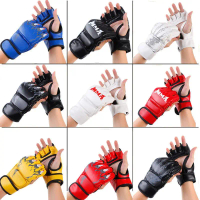 นวมชกมวยชายครึ่งนิ้วนวมชกมวย Mma ฟรีต่อสู้หญิง Sanda การฝึกอบรมการต่อสู้ Ufc นวมชกมวยถุงทราย