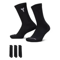 NIKE Unisex Basketball Everyday Crew Kobe Socks 3 Pairs Kaos Kaki Basket [IM7652-902] MULTI-COLOR XL