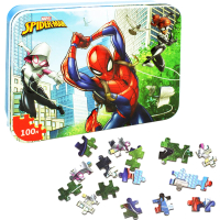 【TDL】漫威英雄蜘蛛人鐵盒拼圖玩具組木質拼圖100片隨機出貨 633680/632683(平輸品)