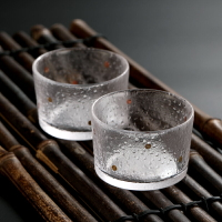日式玻璃小茶杯個人品茶杯功夫茶杯子家用酒杯描金茶具單個水晶杯