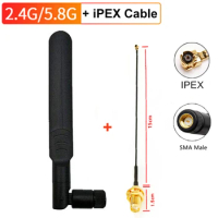 2.4G 5.8G Dual Band WiFi Antenna Router Wireless Antennas 5G 2.4ghz 5.8ghz RP SMA female + ufl./ IPX IPEX 1.13 Pigtail Cable