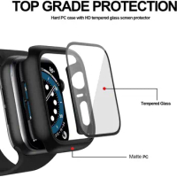 Tempered Film+ Case For Apple watch 7 45mm 41mm 6 5 SE 44mm 40mm Anti-drop protection glass for iwatch 3 2 42mm 38mm watch cove