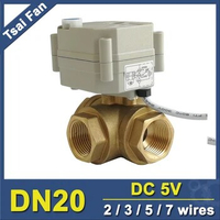 TF20-BH3-B 3 Way Brass 3/4'' (DN20) Electric ball Valve with Manual override and position Indicator IP67 Metal gears CE