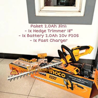 Cordless Hedge Trimmer 18" Inch 20V INGCO CHTLI20018 Mesin Pangkas Pohon Dahan Baterai P20S FULL SET