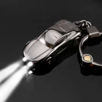 Black LED Key Chain Flashlight Jobon Zinc Alloy Car Keychain with 2 Modes LED Light