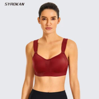 SYROKAN Women Bras Workout High Impact Full Support Underwire Padded Contour Plus Size Bra Underwear