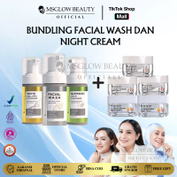 MS GLOW - BUNDLING FACIAL WASH 100 ML & NIGHT CREAM 12 GR - Perawatan Wajah Mencerahkan & Membersihk