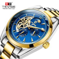 T795A TEVISE Famous brand watch, tourbillon wheel, men's waterproof mechanical watch, large business men's steel band watch