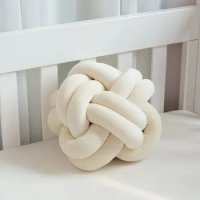 Round Decorative Pillow Throw Plush Floor Pillow Lumbar Aesthetic Cushion for Home Room Sofa Car Office Decor Knot Ball Pillow