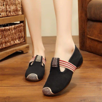 Old Beijing Cloth Shoes Embroidered Shoes Women's Hidden Heel Ethnic Style Simple Home Shoes Chinese