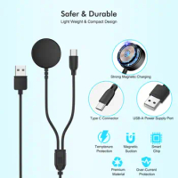 USB C Charger for Samsung Galaxy Watch 2 in 1 Type C USB A Cable 3.94 fit for Galaxy Watch6/5/4 Watch 5 Pro Galaxy S23 Ultra