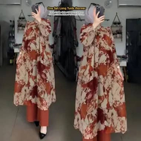 Namira One Set Wanita Kekinian Tunik Rayon Premium Baju Setelan Celana Kulot Korean Style LD 110 cm 