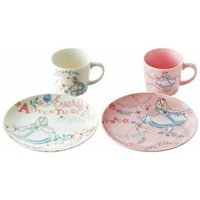 小禮堂 愛麗絲夢遊仙境 陶瓷咖啡杯盤4件組 (粉白花草款)