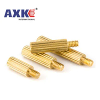 50pcs Solid Brass Copper M2 Round Standoff Spacer Support Pillar Column M-F F-F Male-Female Female For PCB Board length=3-35mm