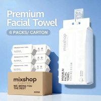 Mixshop Premium Viscose Facial Towel| Thick Makeup Remover Tissue & Wipes (6 Pkts/Ctn)