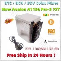 Free Shipping BTC BCH Miner Used Avalon A1166 Pro 72T With PSU Better Than AntMiner S17+ S17e T17 Whatsminer M31S 68T 85T