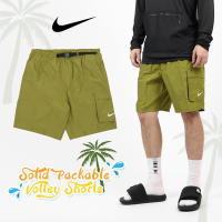 Nike 海灘褲 Solid Packable 綠 男款 快乾 腰帶扣 短褲 褲子 可收納 三角內裡 NESSB521-314