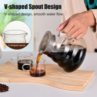 Hand Brewed Coffee Carafe 350/500/700ML Coffee Clear Glass Kettle Sharing Pots with Lids Pour Coffee Espresso Maker Accessories