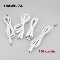 สายต่อขั้วต่อแหล่งจ่ายไฟ DC, 5v, 12v, 24v, 1m, 5.5x2.1mm, 18awg, 7A, F2TH