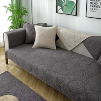 Nordic Simple Modern Non-slip Solid Wood Sofa Cover Cover Four Seasons Universal Sofa Cushion Quilted Fabric Seat Cushion