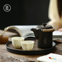 泥巴人簡福小茶壺陶瓷粗陶鎏金復古日式簡約泡茶茶壺家用便攜茶杯