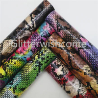 Glitterwishcome 21X29CM A4 Size Python Snake Faux Leather Fabric, Leather Fabric Faux Leather Sheets for Bows, GM570A
