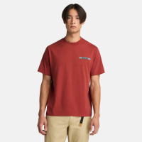 【Timberland 官方旗艦】男款暗紅色圖案短袖T恤(A6AA7EOD)