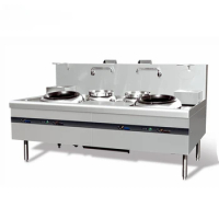 Commercial Industrial Gas Wok Stove Chinese Cooking range With 2-Burner And 2-Warmer