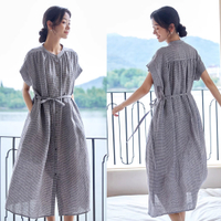 100%法國色織砂洗亞麻法式洋裝-設計所在-獨家高端限量系列