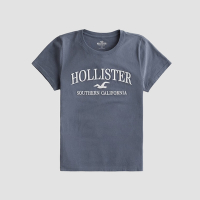 Hollister 海鷗 HCO 熱銷刺繡文字海鷗圖案短袖T恤(女)-灰藍色