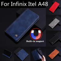For Infinix Itel A48 Case Itel A48 Cover Magnetic Card Flip Leather Phone Shell Book For Itel A48 A 48 ItelA48 Case Back skin