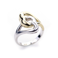 二手品 Tiffany&amp;Co. 雙愛心18K黃金+925純銀戒指