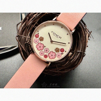 【COACH】COACH手錶型號CH00204(白色錶面玫瑰金錶殼粉紅真皮皮革錶帶款)