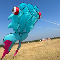 New 3D 10M Blue Goldfish Soft Kite with 200M Thread Wheels Adult Professional Kite Easy To Operate and Tear Proof Kite Bag