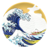 九谷燒青郊窯 葛飾北斎 緣起豆皿 吉祥豆皿 小皿 點心盤 飾盤-波 日本浮世繪畫師【南風百貨】