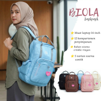 ZALEHA - Biola Backpack Tas Ransel Wanita Sekolah Kampus Unisex Muat Laptop 14 inch Water Rappelent