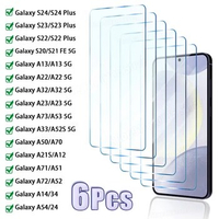 6PCS Tempered Glass for Samsung S24 S23 S22 Plus A54 A34 A14 A24 A12 A52 Protective Glass for Samsung A53 A73 A33 A23 A32 A13 5G