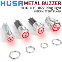 Metal Buzzer AD16-22 12v24v220v 16mm19mm Speaker Warning Device Light With Flashing 110V LED Waterproof RED light