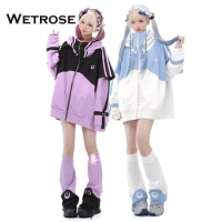 【Wetrose】In Stock Black Pink Costume Mine Style Jirai Kei Denpa Clothes Coat Thick Heavy Loose Casual Outfit Cosplay Over Size