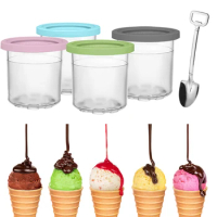 Ice Cream Pints Cups Tool for Ice Cream Maker Replacements Storage Jar with Sealing Lids Homemade Kitchen food Container Durable