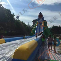 Inflatable wild rapid slip and slide inflatable long beach rental water slide