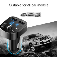 Dual USB Car Charger Bluetooth 5.0 FM Transmitter Handsfree Call MP3 Player Car Audio Multifunction Fast Charger Car Accessories
